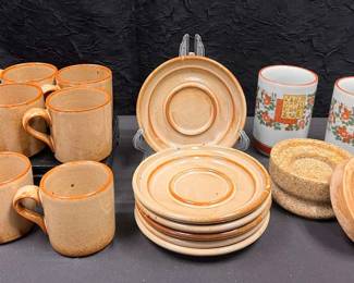 SH440Vintage Dansk 6pc. Mug And Saucer Set And More