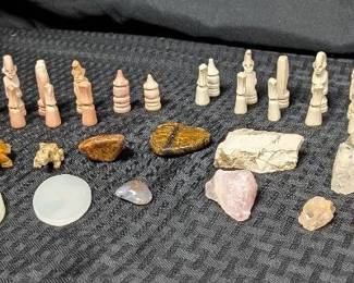 SH550VCarved Stone Chess Piece Set Minerals