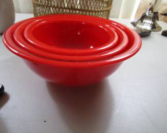 Vintage red nesting bowls