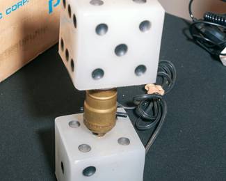Milk glass dice lamp