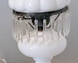 Milk Glass Hurricane Electric lamp