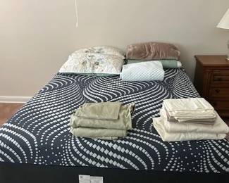 Like New, Less than 1 year old Stearns & Foster Queen Size mattress/boxspring & frame