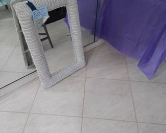 wicker mirror, rectangle shape, CAN BE HUNG VERTICALLY OR HORIZONTALLY
