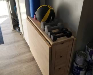 Unique storage table with 3-drawers opens to seat 4