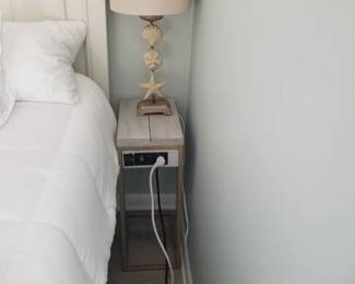 Charging station nightstand; table lamp
