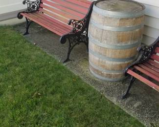 Park benches - two available; barrel
