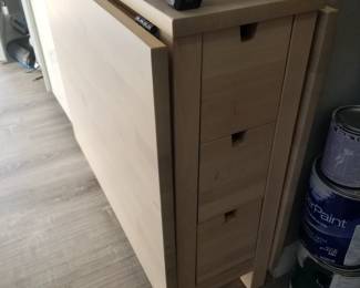 Unique storage table with 3-drawers opens to seat 4