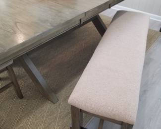 Upholstered dining bench detail