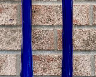 2 Blown Glass Candle Sticks