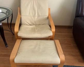 leather stressless recliner w/ottoman