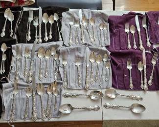 International sterling silver flatware Du Barry Pattern