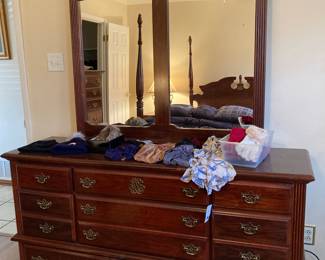 11-drawer mirrored dresser, chemo head covers, gloves