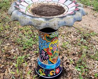 Talavera bird bath