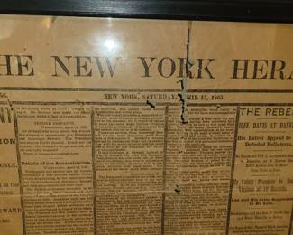 Antique New York Herald newspaper covering the Lincoln assassination