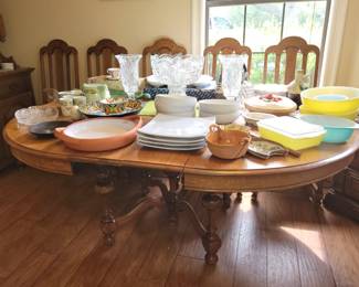 Oak dining table and chairs