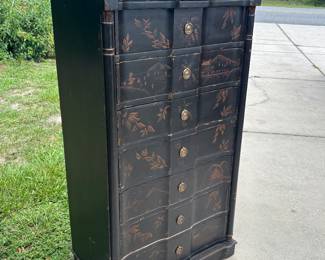 Stunning HEAVY & SOLID 8 Drawer Tall Vintage Asian Themed Chiffonier
