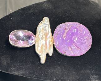 Incredible Rebecca Collins Jade Brooch with 1980.00 price tag still on it!