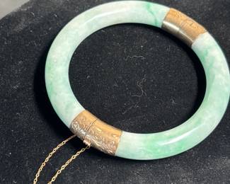 Gorgeous Jade hinged cuff with 14K trim