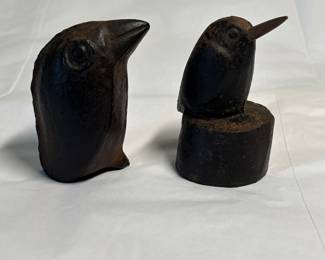 Vintage solid cast iron mini bird paperweights.