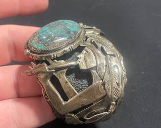 Another incredible Navajo Sterling Cuff With Turquoise signed Dan Nieto