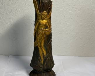 Wow! Excellent Art Noveau stamped Louchet (1854-1936) Paris Bronze vase with Nymph