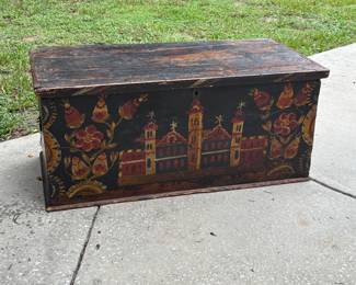 Incredible EARLY hand Painted German Pennsylvania Chest