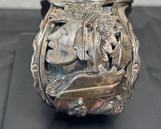 AMAZING HEAVY signed Dan Nieto Navajo Sterling Silver cuff