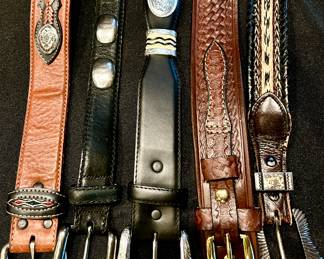 Sterling belt buckles, Nocona, Tony Lama, Justin cowboy western belts