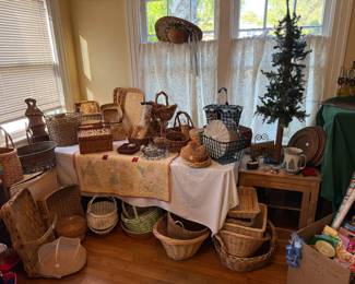 Baskets and holiday decor