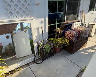 Hose and reel are not for sale but the mirror , pillows, trunk are!