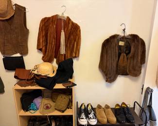Vintage fur capes and beaded purses