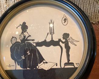 Vintage 1930s C& A Richard’s Hand painted reversed silhouette