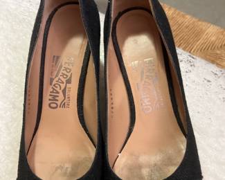 Feeragamo classic black wedge shoe