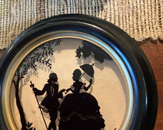 Vintage silhouette courting couple