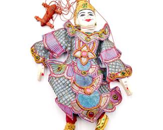 Vintage Thai Marionette Puppet w/ Handcrafted Wooden Head