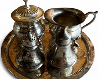 Leonard Silver-Plated Condiment Set w/ Tray