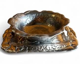 Arthur Court Vintage Rabbit Bunny Bowl and Platter, 1990s