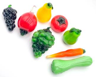 8 Hand-Blown Murano-Style Glass Fruits & Vegetables