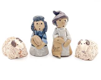 Four Handmade Stoneware Figurines