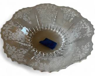Fostoria Etched Panel Beaded Glass Bowl