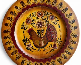Hand-Painted Wooden Plate by Mary Anne, 1978