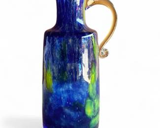 1970s Parchen Hand Blown Blue-Green Glass Vase
