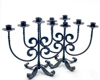 Black Cast Iron 5-Light Candelabras