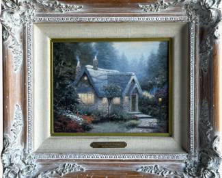 "Cedar Nook Cottage" by Thomas Kinkade, Numbered Canvas