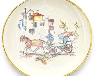 Alka Kunst Bavaria "Venezia" Plate, Hand-Coloured, Gold Rim