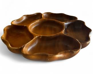 1960s Teak Wood Lazy Susan Snack Tray