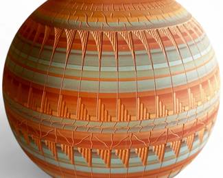 Dennison Billy Navajo Etched Pottery Vase