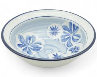 Signed Arita-Yaki Style Blue & White Serving Bowl