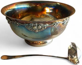 Silver-Plated Footed Bowl w/ Ladle