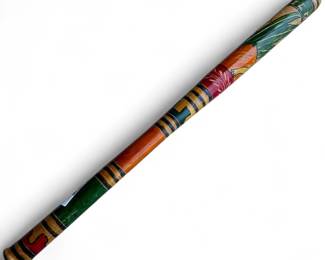 Vintage Mexican Folk Art Hand-Painted Wooden Bat